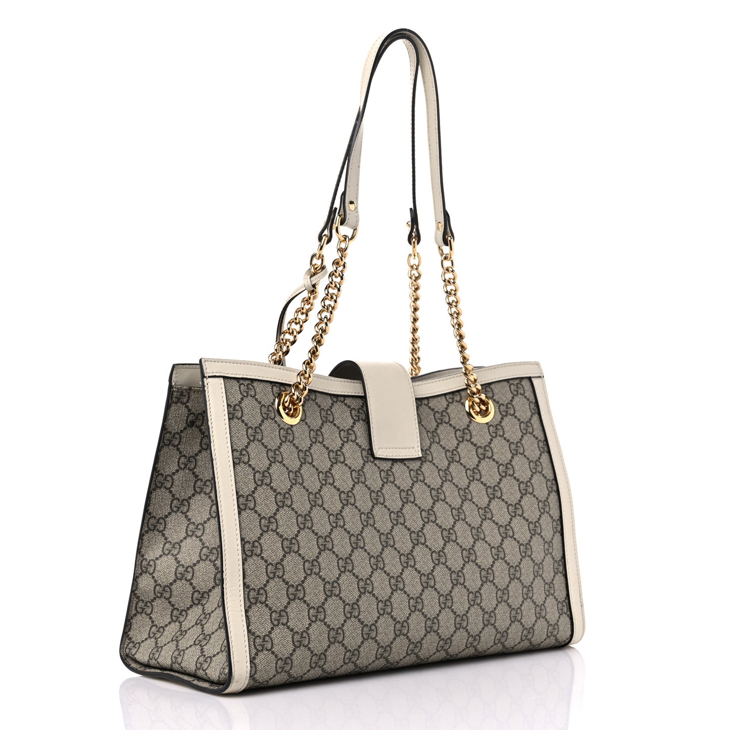 GG Supreme Monogram Medium Padlock Tote White