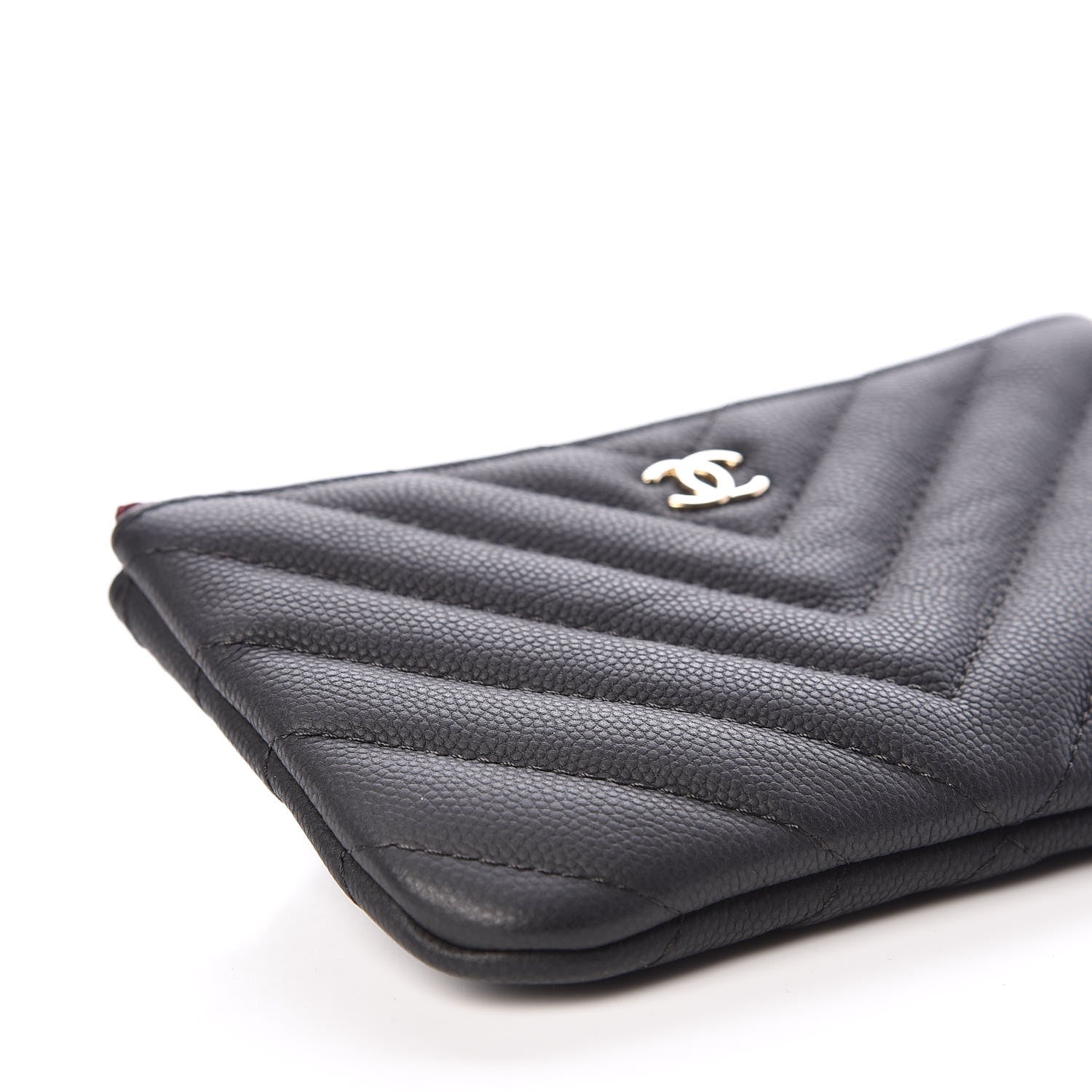 Chanel Caviar Chevron Quilted Small Cosmetic Case Black 5 of 10