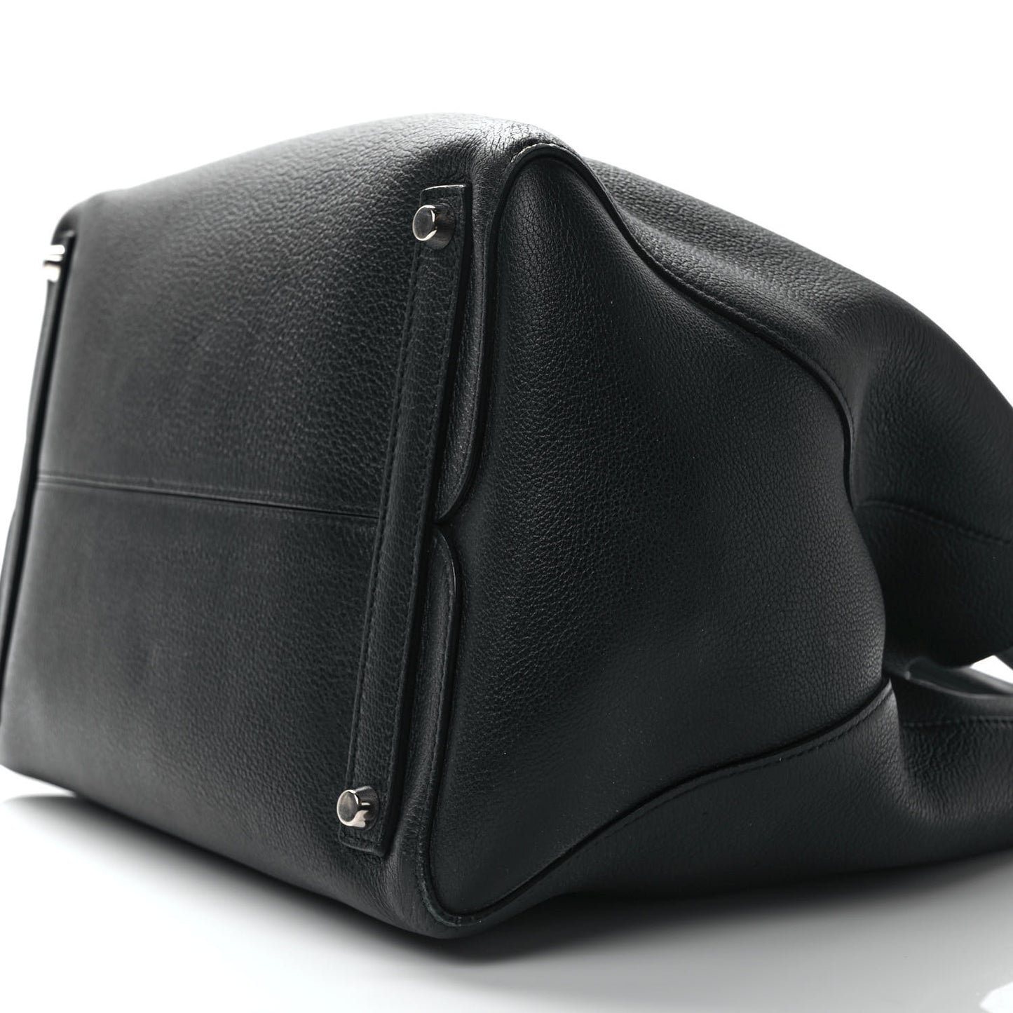 Supple Grained Calfskin Large Open Bar Tote Black