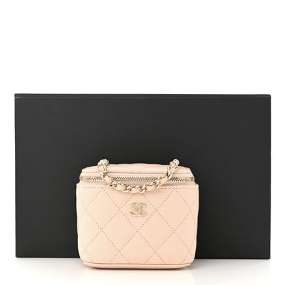 Chanel Caviar Quilted Mini Vanity Case With Chain Light Beige 11 of 11