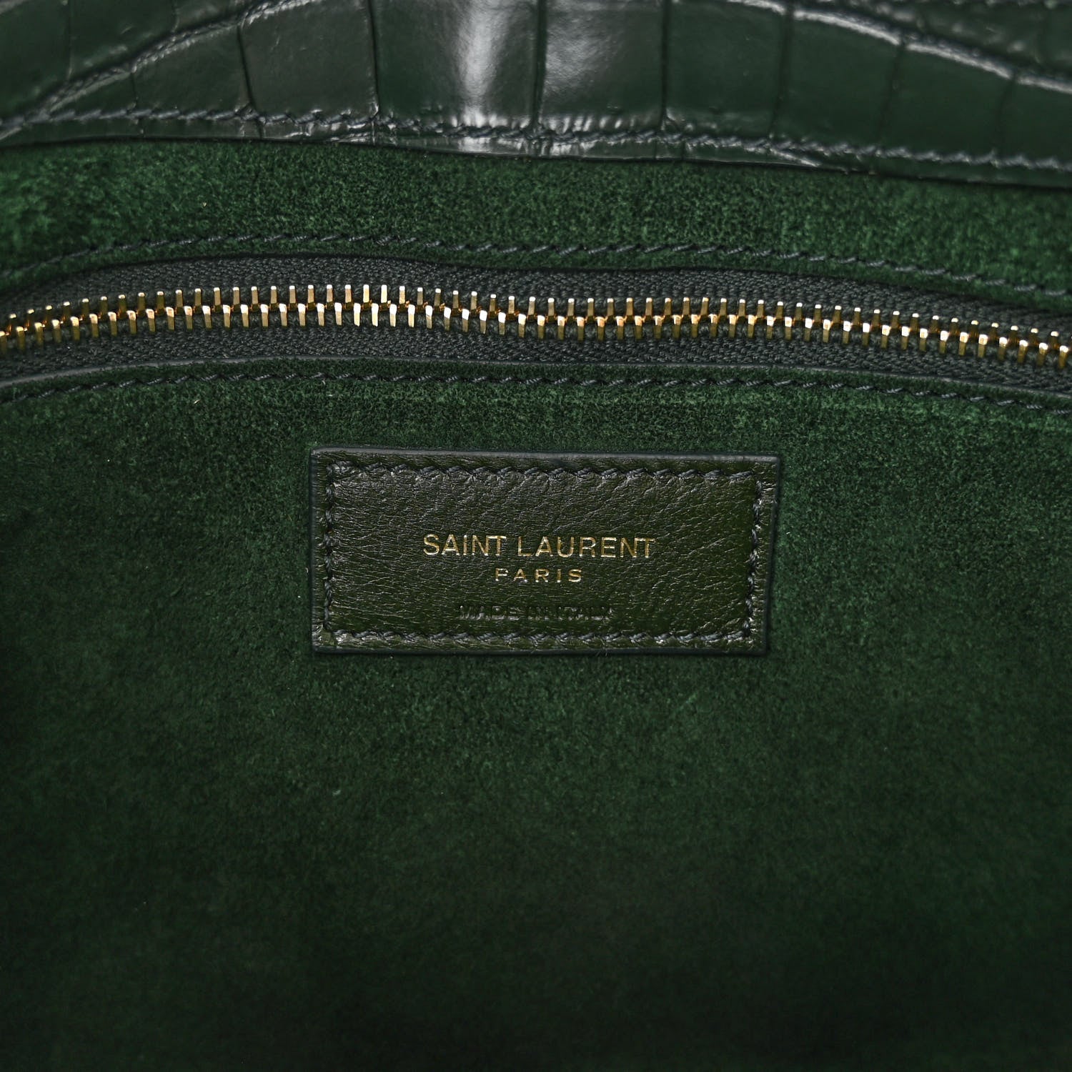 Saint Laurent Calfskin Crocodile Embossed LE 5 A 7 Hobo New Vert Fonce 6 of 9