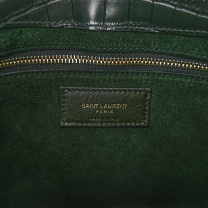 Saint Laurent Calfskin Crocodile Embossed LE 5 A 7 Hobo New Vert Fonce 6 of 9