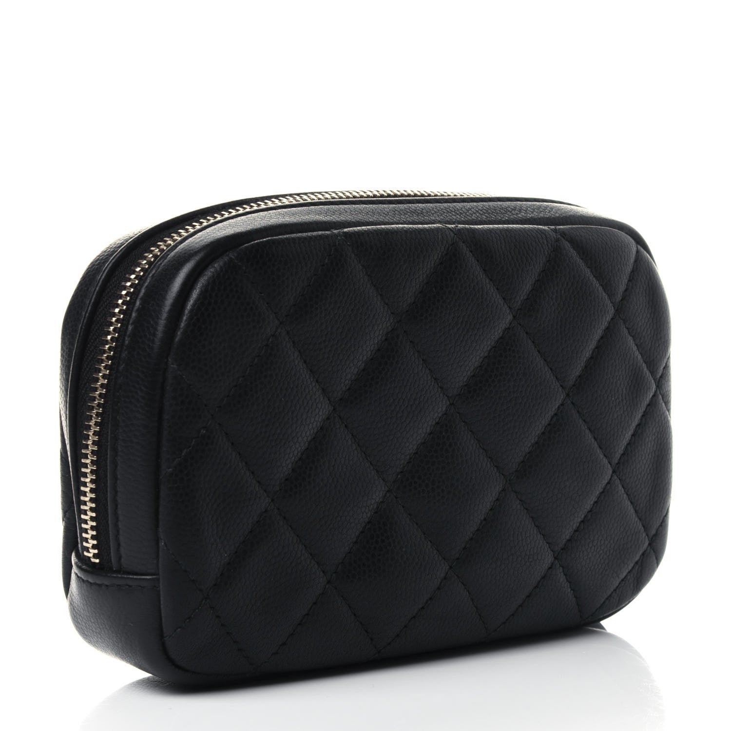 Chanel Caviar Quilted Small Curvy Pouch Cosmetic Case Black 2 of 4