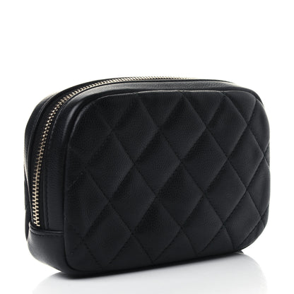 Chanel Caviar Quilted Small Curvy Pouch Cosmetic Case Black 2 of 4