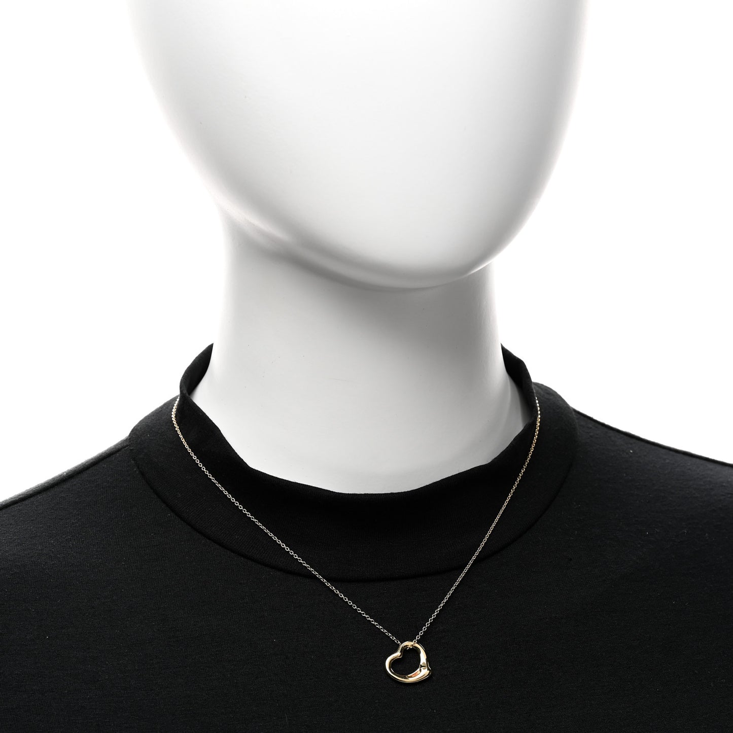 18K Yellow Gold 16mm Elsa Peretti Open Heart Pendant Necklace