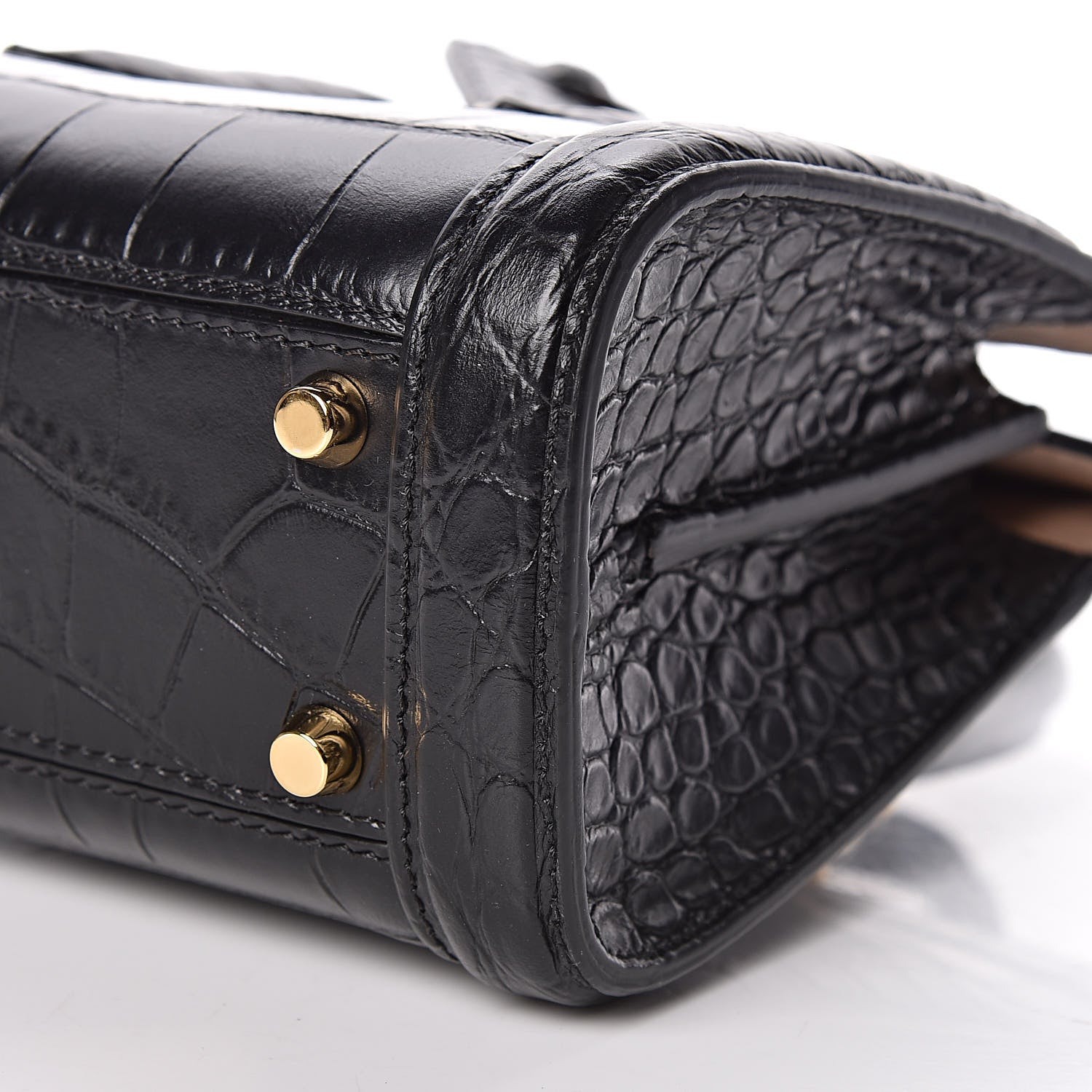 Alexander McQueen Calfskin Crocodile Embossed Mini Heroine 21 Black 9 of 10