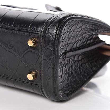 Alexander McQueen Calfskin Crocodile Embossed Mini Heroine 21 Black 9 of 10