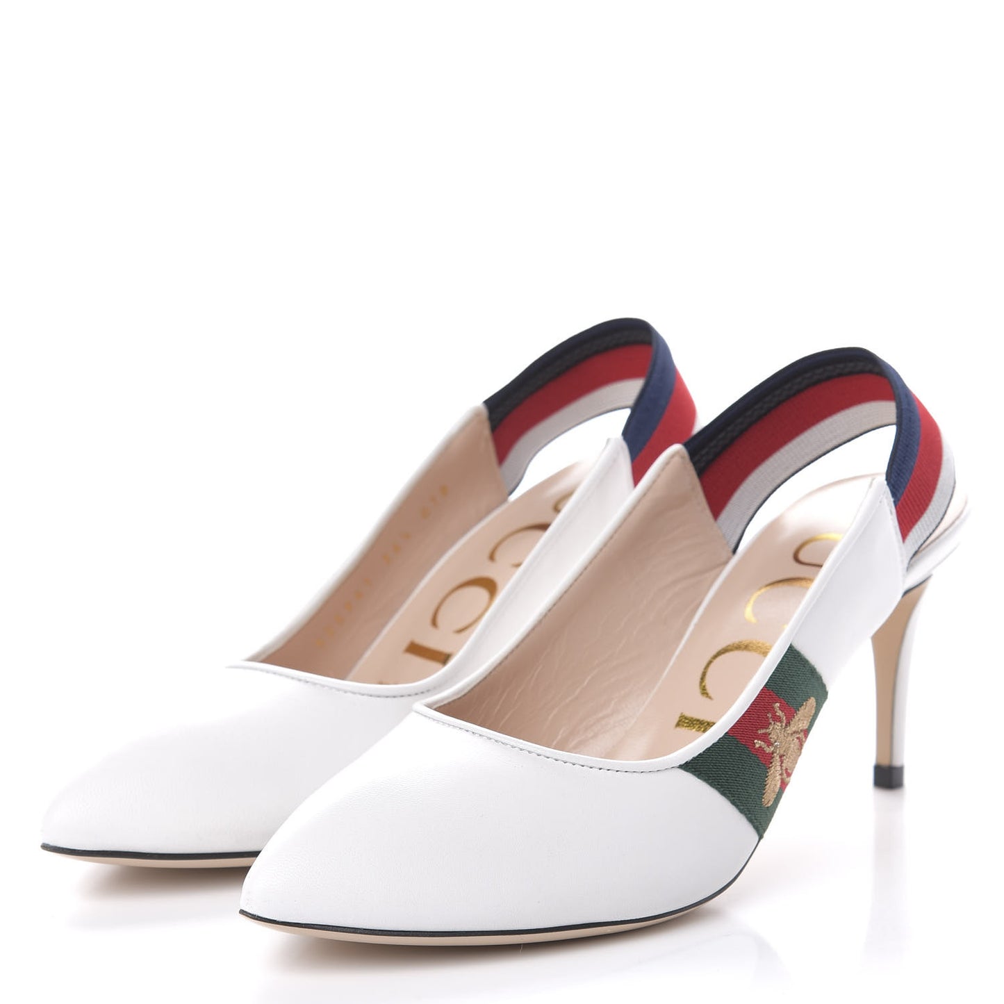 Malaga Kid Web Sylvie Mid Heel Slingback Pumps 36.5 White