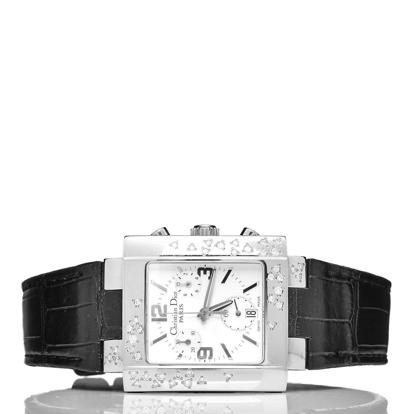 Stainless Steel Alligator Diamond 31mm Riva Chronograph Quartz Watch