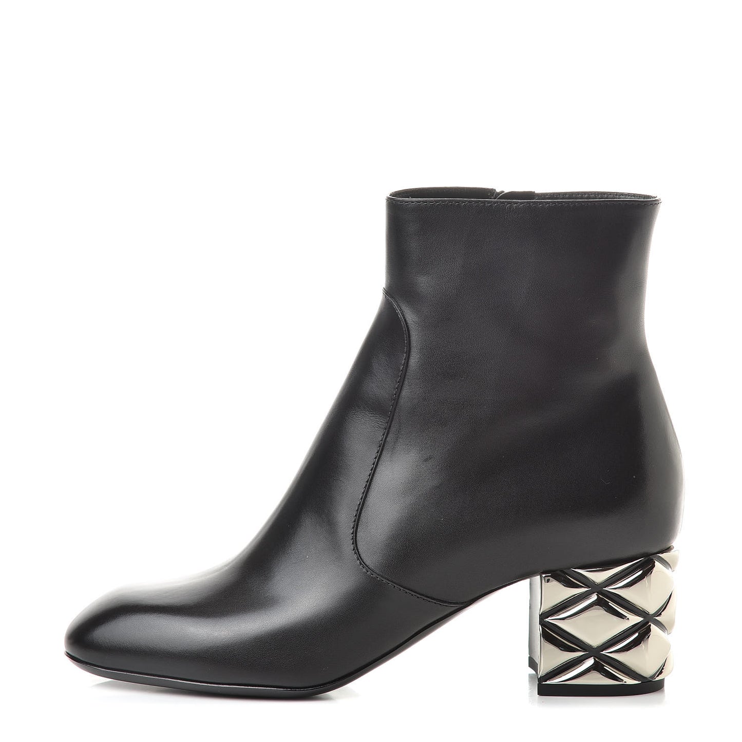 Lambskin Silver Light Ankle Boots 38 Black