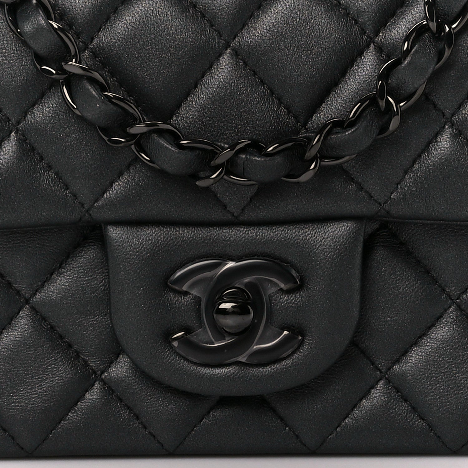 Chanel Lambskin Quilted Mini Rectangular Flap So Black 9 of 12
