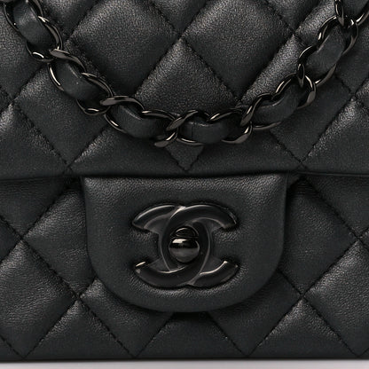 Chanel Lambskin Quilted Mini Rectangular Flap So Black 9 of 12