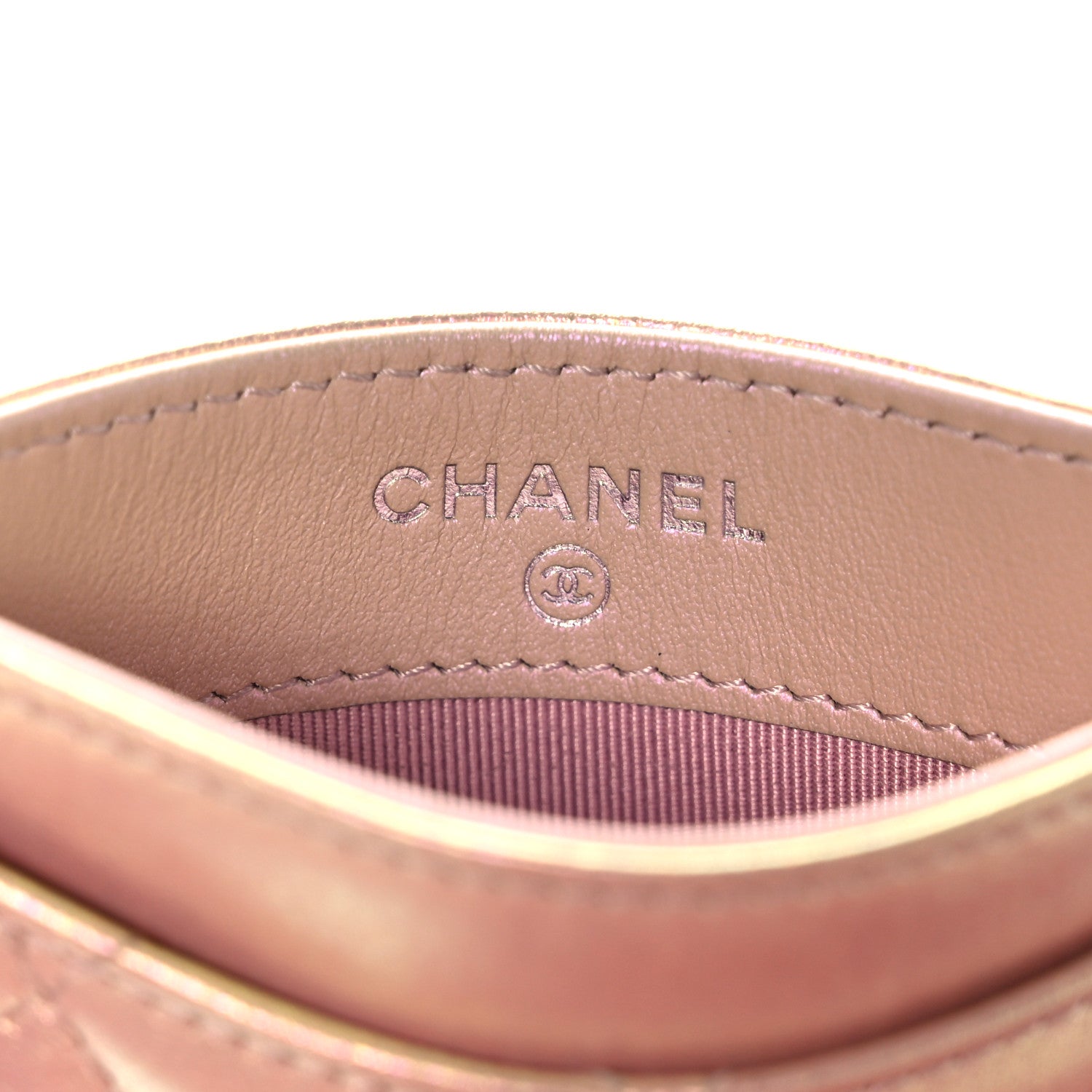 Chanel Iridescent Calfskin Quilted Card Holder Pink 6 of 10
