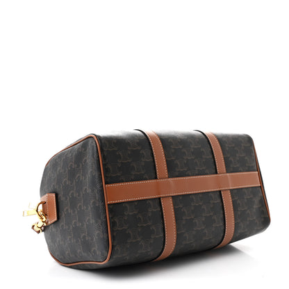 Celine Triomphe Canvas Calfskin Large Boston Bag Tan 4 of 11