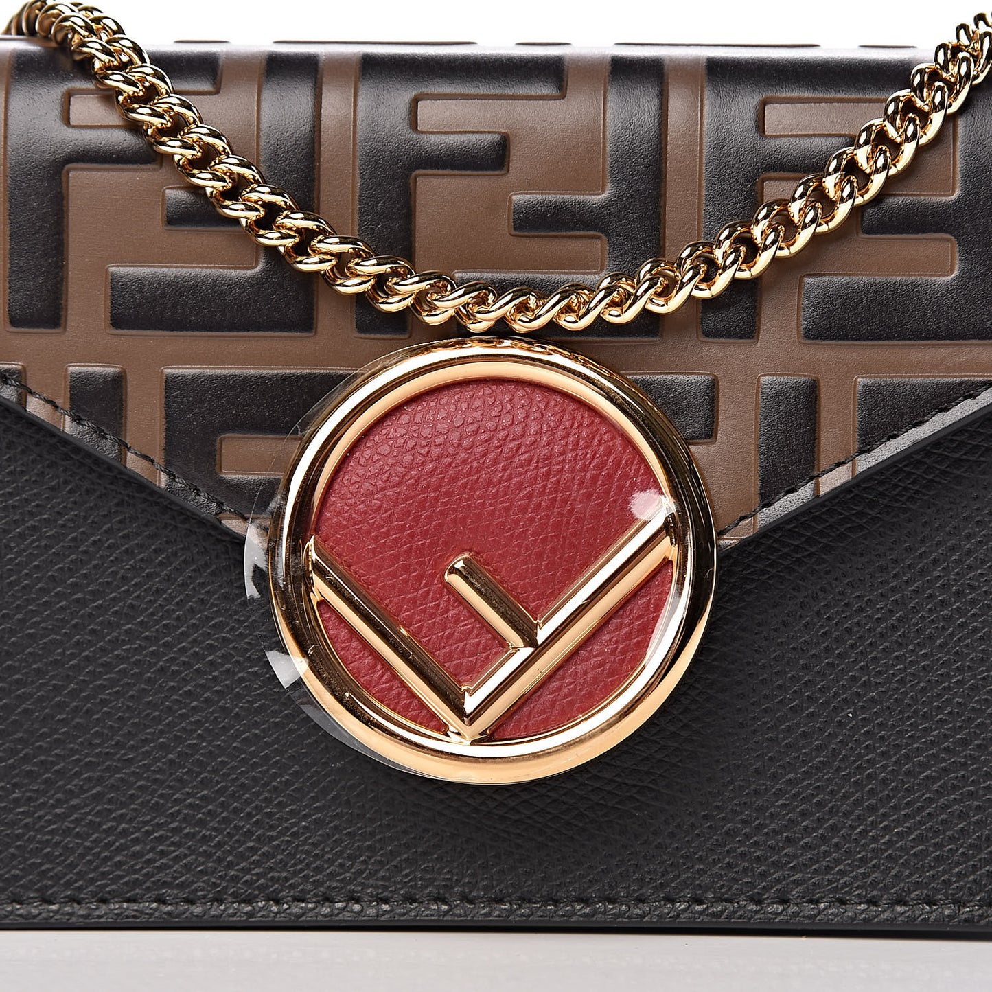 Vitello Cruise F is Fendi Bi-Color FF 1974 Embossed Envelope Belt Bag Maya Black