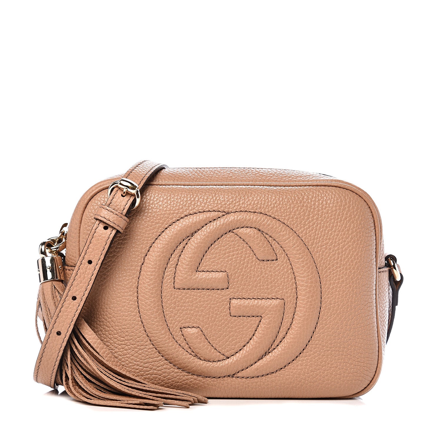 Pebbled Calfskin Small Soho Disco Bag Rose Beige