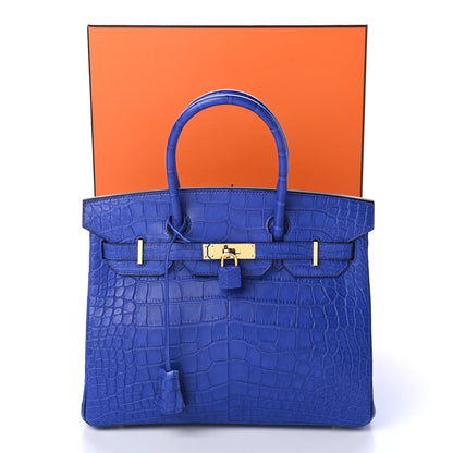 Hermes Matte Alligator Birkin 30 Bleu Electrique 32 of 32