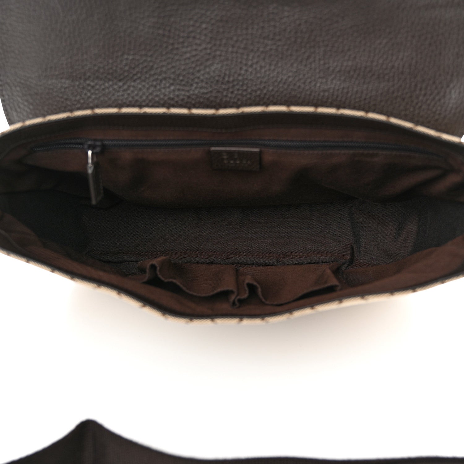 Gucci Monogram Large Flap Messenger Bag Beige Dark Brown 5 of 12