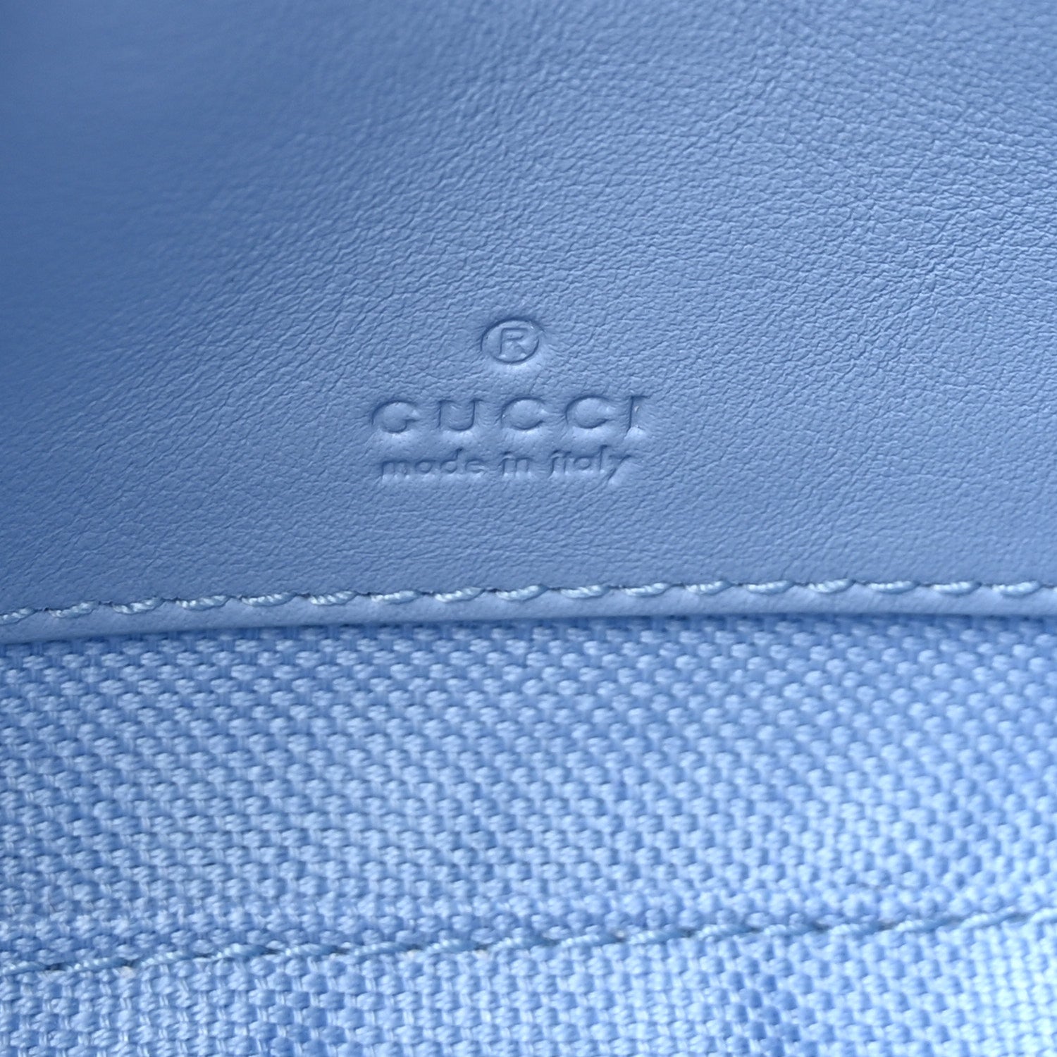 Gucci Dollar Calfskin Enamel Super Mini GG Marmont Chain Shoulder Bag Light Pink Blue 6 of 10