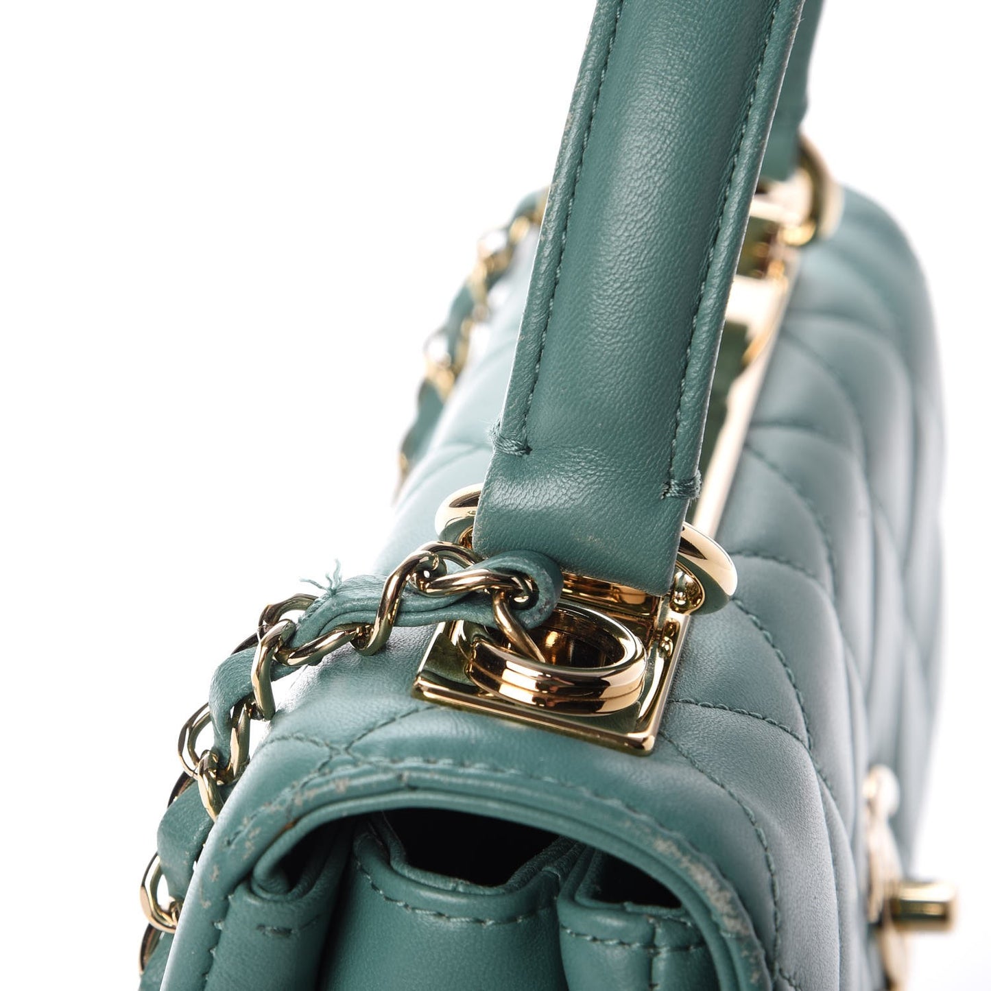 Lambskin Quilted Small Trendy CC Flap Dual Handle Bag Light Green