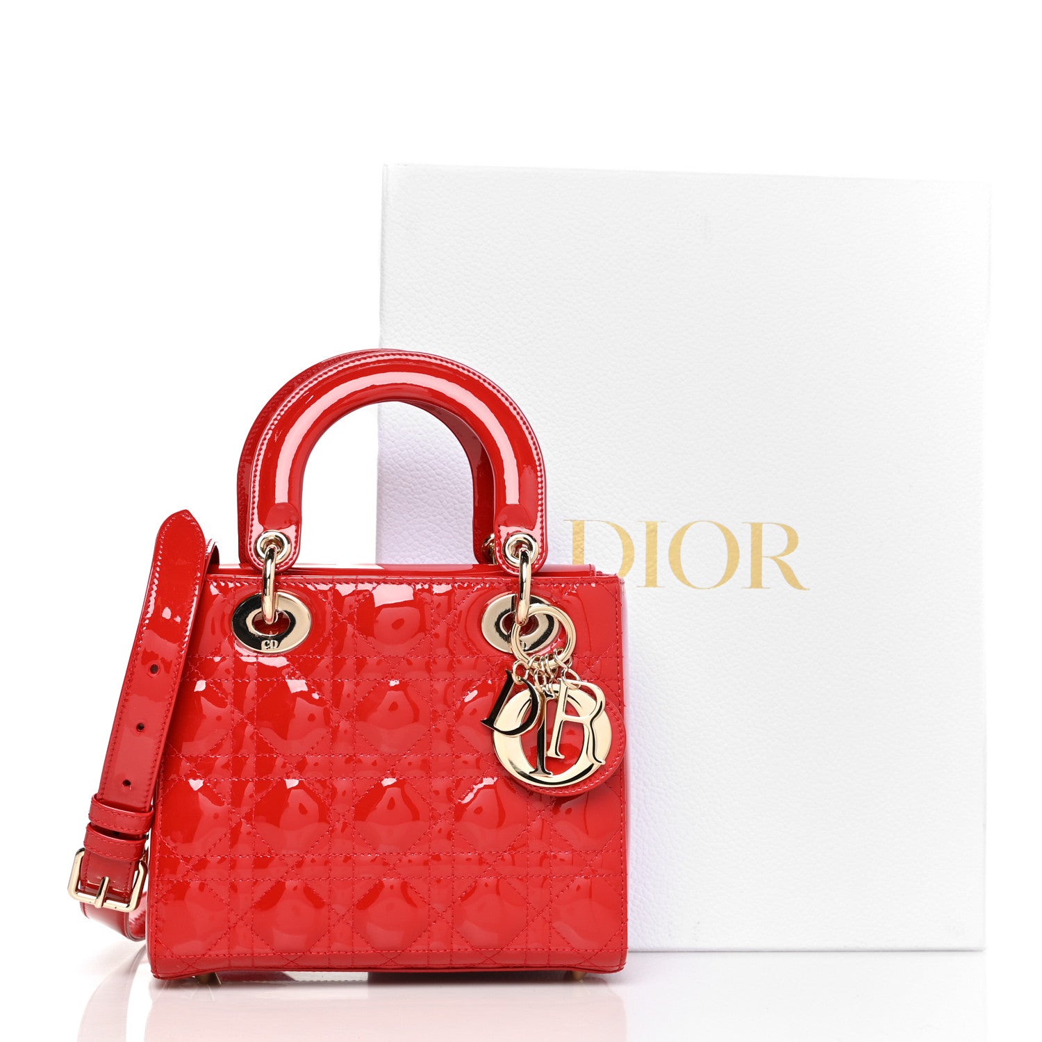 Christian Dior Patent Cannage Small Lady Dior Red 10 of 10