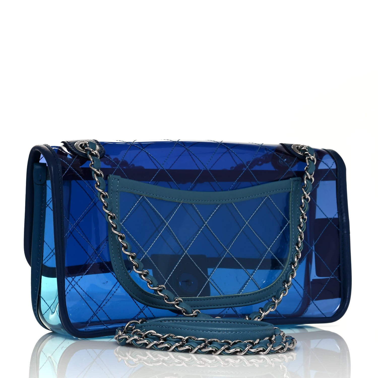 Chanel PVC Lambskin Stitched Medium Coco Splash Flap Blue 3 of 11