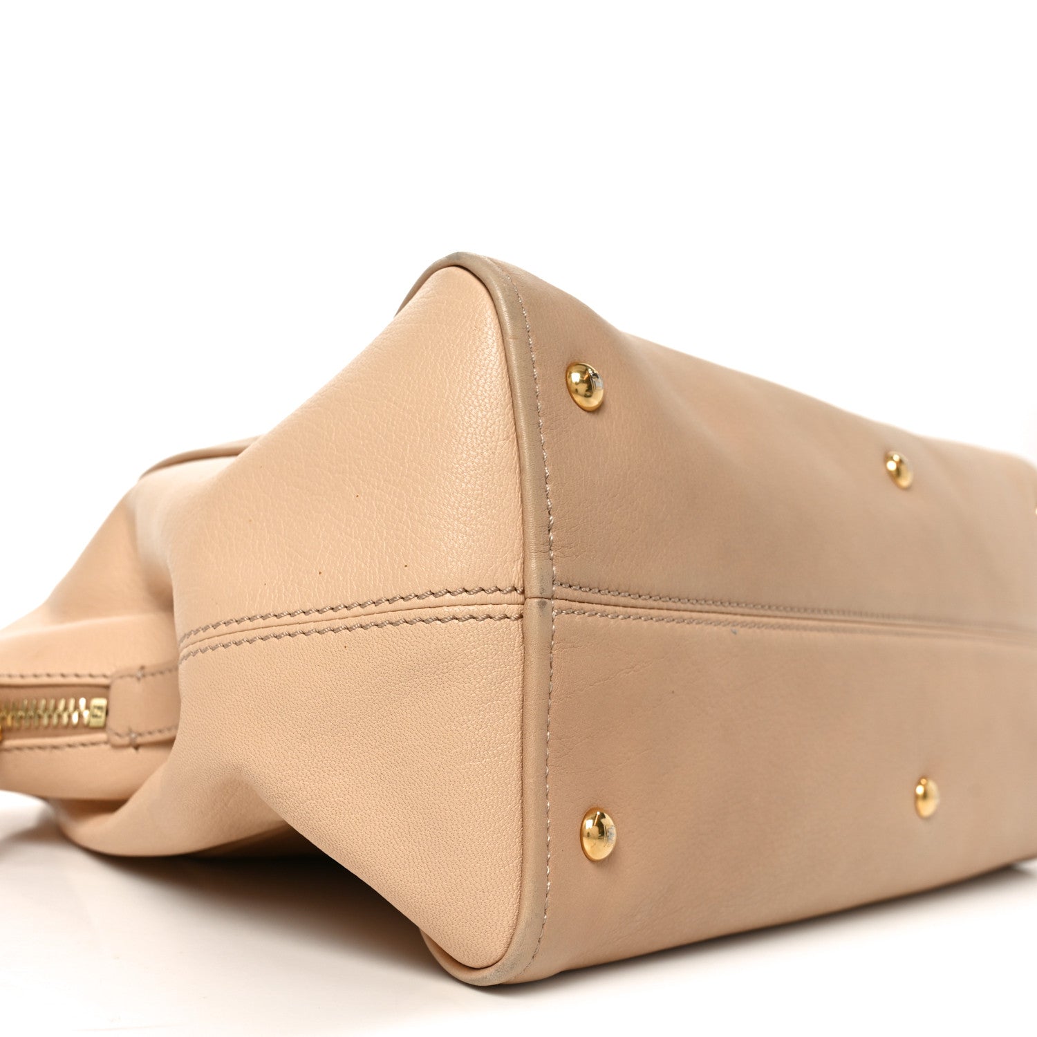 Fendi Capra Vitello Dolce Marmol Colorblock Large Chameleon Tote Cipria Makeup Camel 9 of 10
