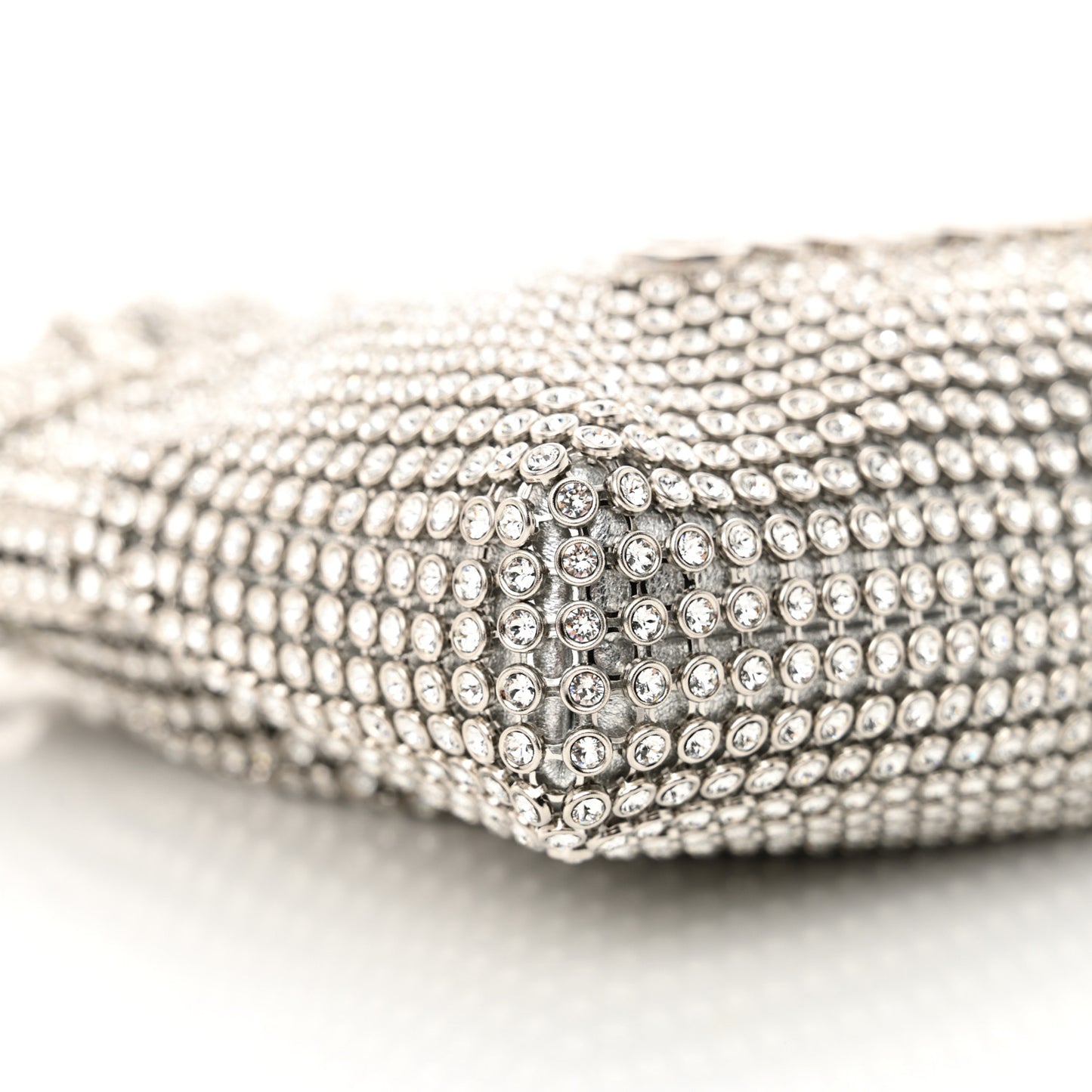 Crystal Embellished Metallic Lambskin Mini Chanel 22 Silver