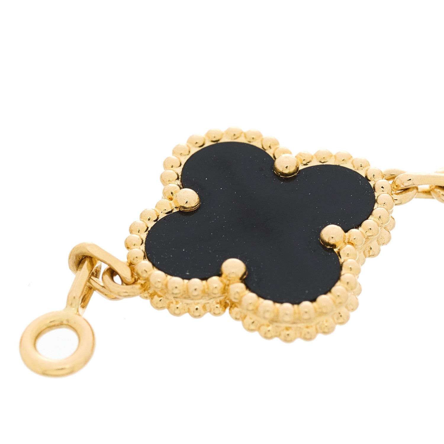 Van Cleef & Arpels 18K Yellow Gold Black Onyx 5 Motifs Vintage Alhambra Bracelet 3 of 10