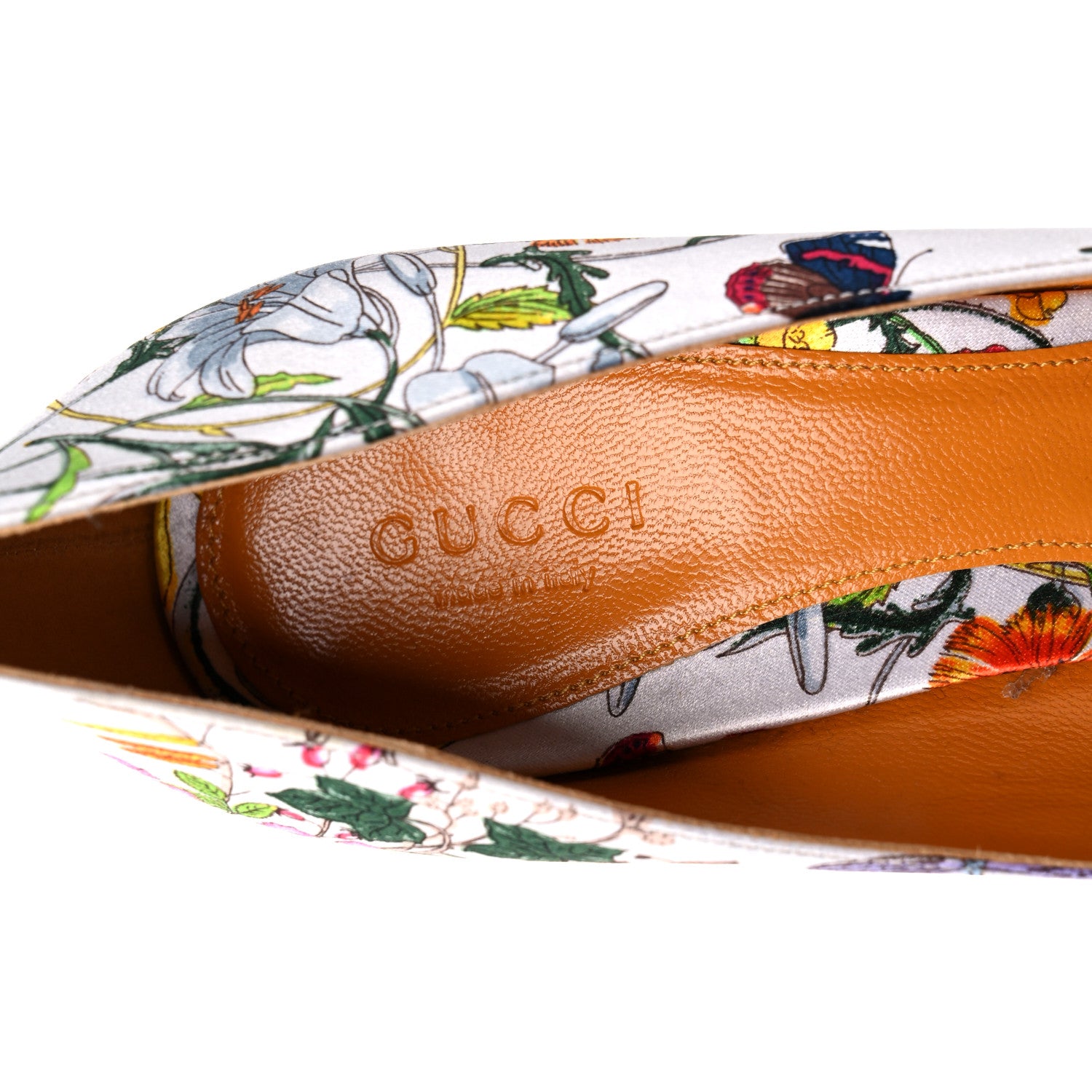 Gucci Satin Flora Print Peep Toe Pumps 7.5 Multicolor 7 of 11