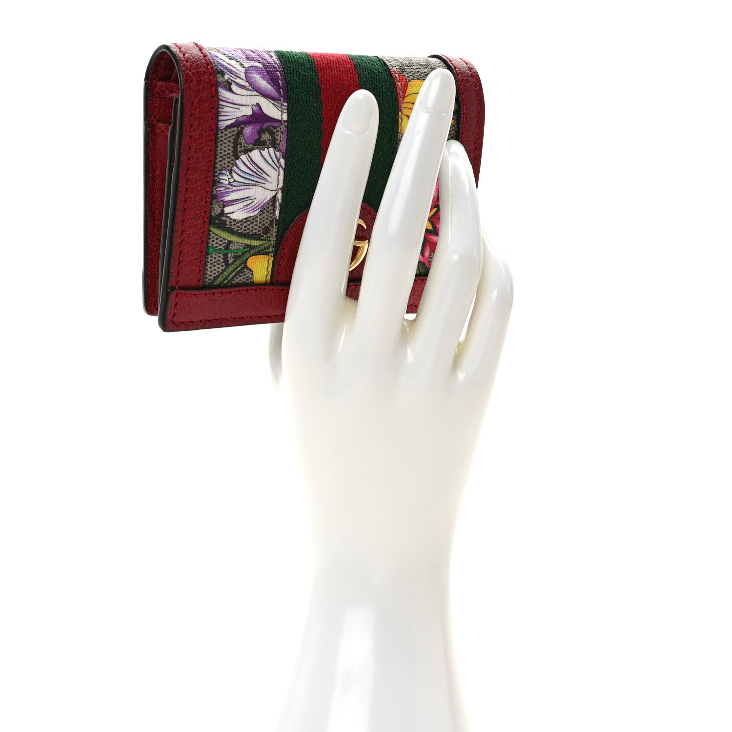 Gucci GG Supreme Monogram Flora Web Ophidia Card Case Red 2 of 8