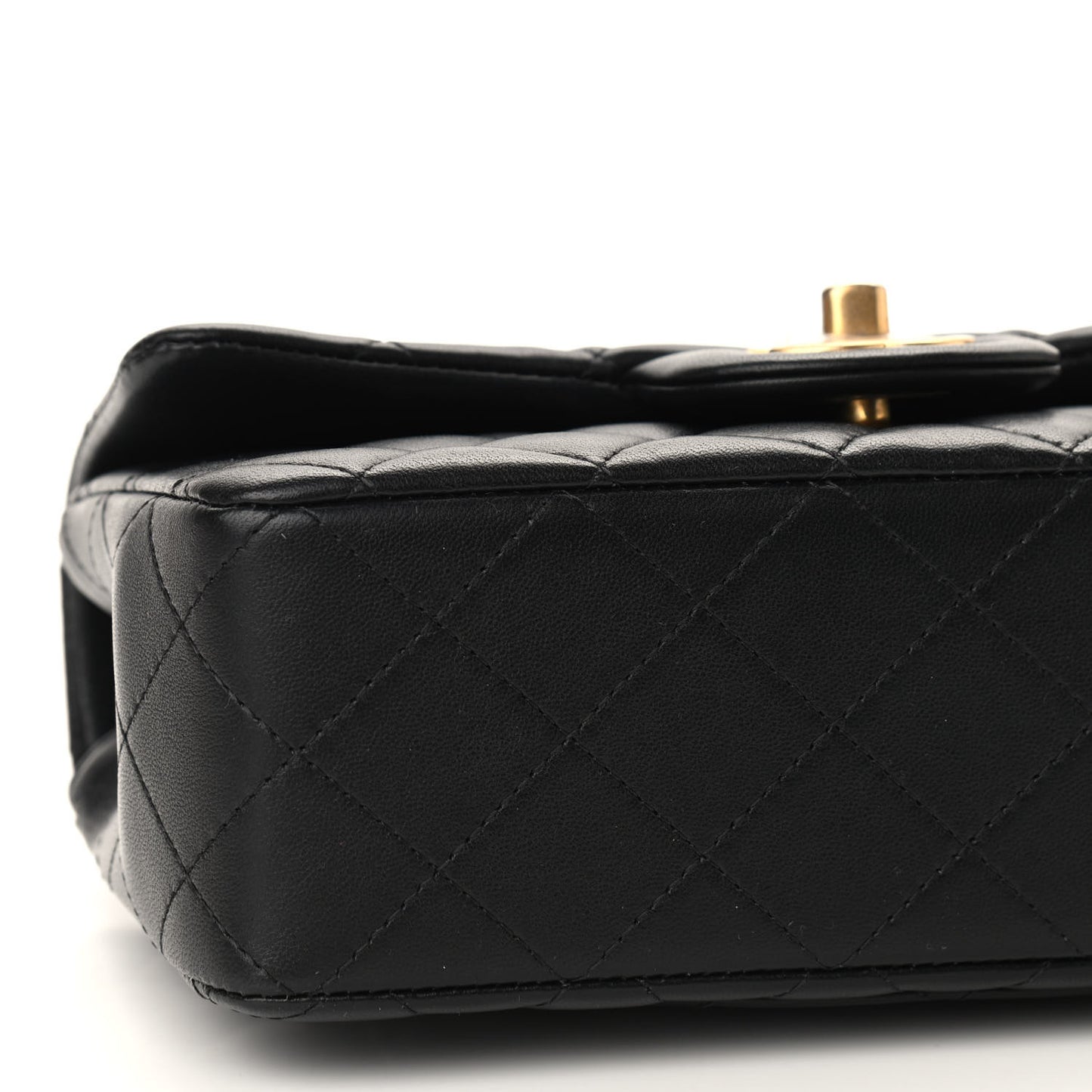 Lambskin Quilted Mini Top Handle Rectangular Flap Black