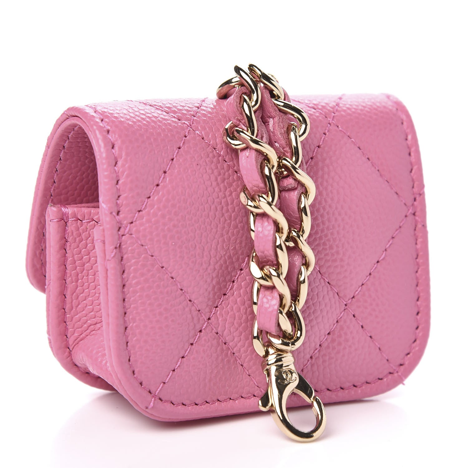 Chanel Caviar Quilted Crystal CC Airpods Pro Case Pink 3 of 9