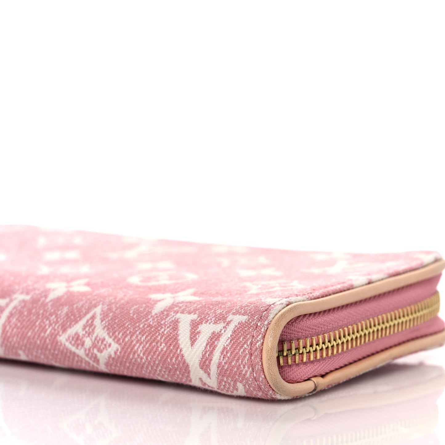 Denim Monogram Jacquard Zippy Wallet Pink