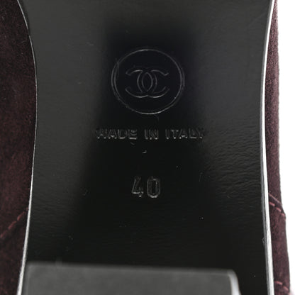 Chanel Suede Calfskin Cap Toe Boots 40 Burgundy 6 of 7