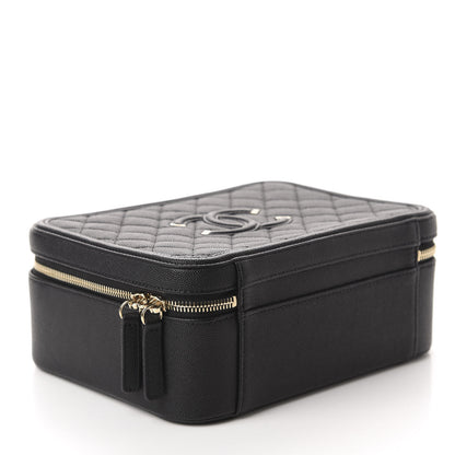 Chanel Caviar Quilted Large CC Filigree Vanity Case Black 4 of 10