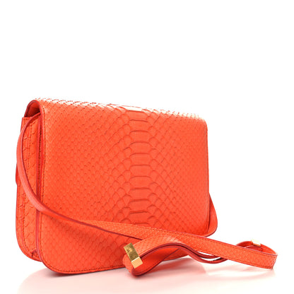 Celine Snakeskin Classic Box Flap Orange 3 of 10