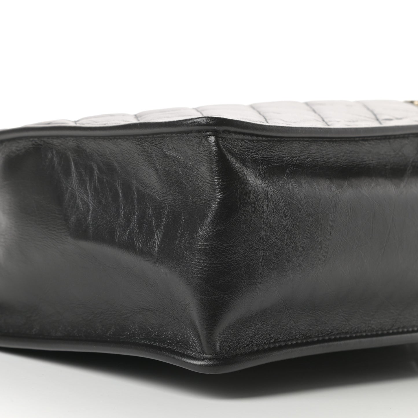 Aged Calfskin Medium Charm Shopping Bag Black