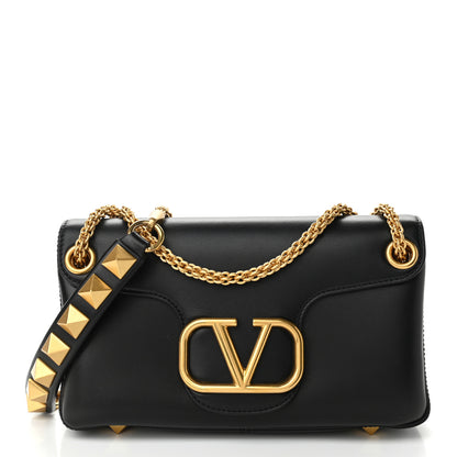 Valentino Garavani Nappa Stud Sign Shoulder Bag Black 1 of 11
