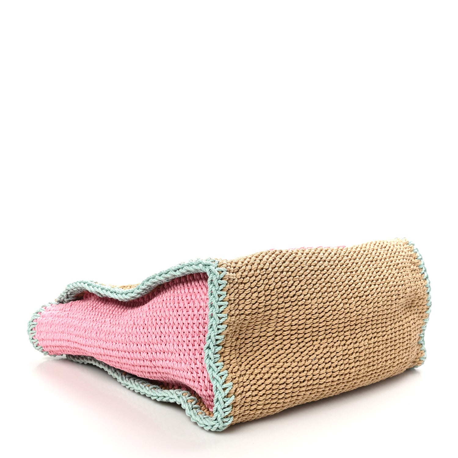 Chanel Raffia Crochet Medium Deauville Tote Beige Light Pink Green 5 of 10