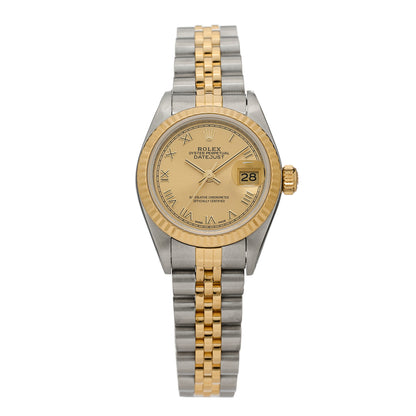 Rolex Stainless Steel 18K Yellow Gold 26mm Oyster Perpetual Datejust Watch Champagne Roman 69173 1 of 4