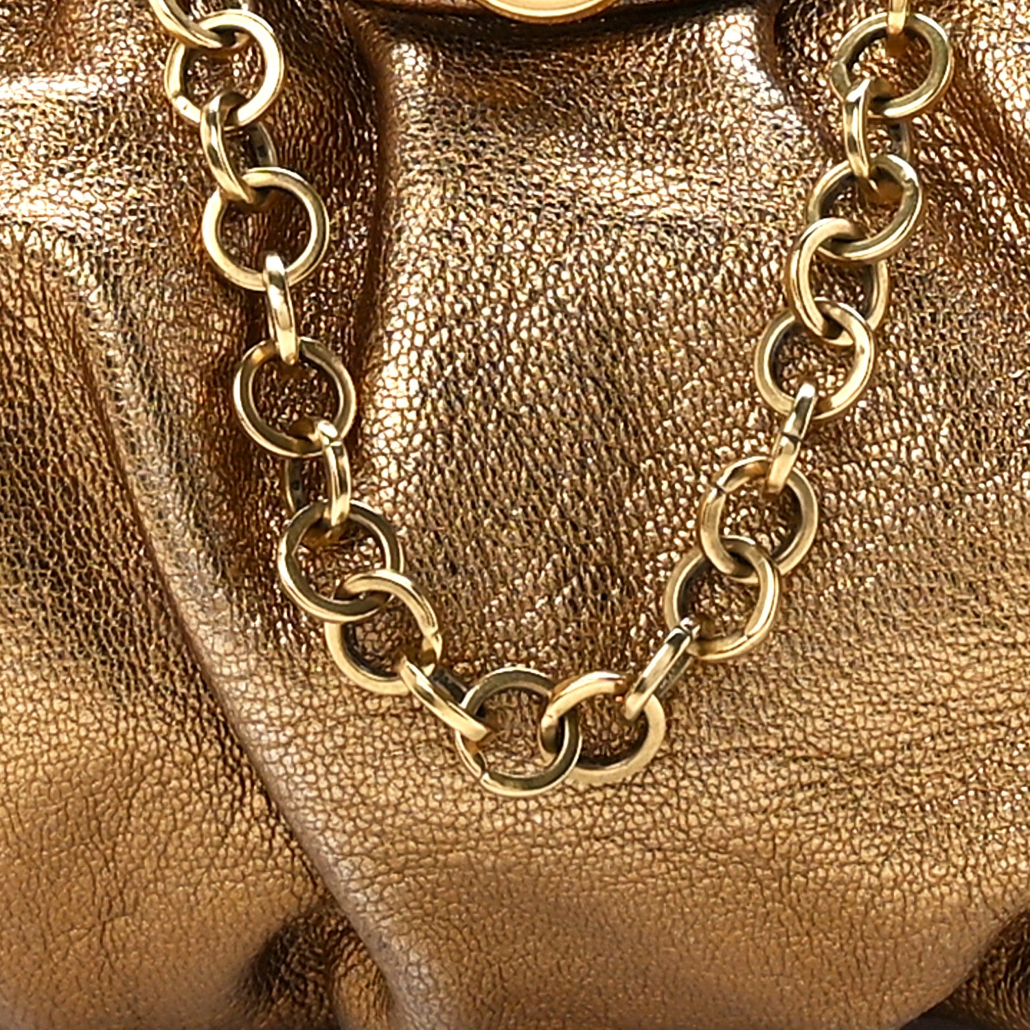 Salvatore Ferragamo Calfskin Chain Clutch Gold 8 of 11