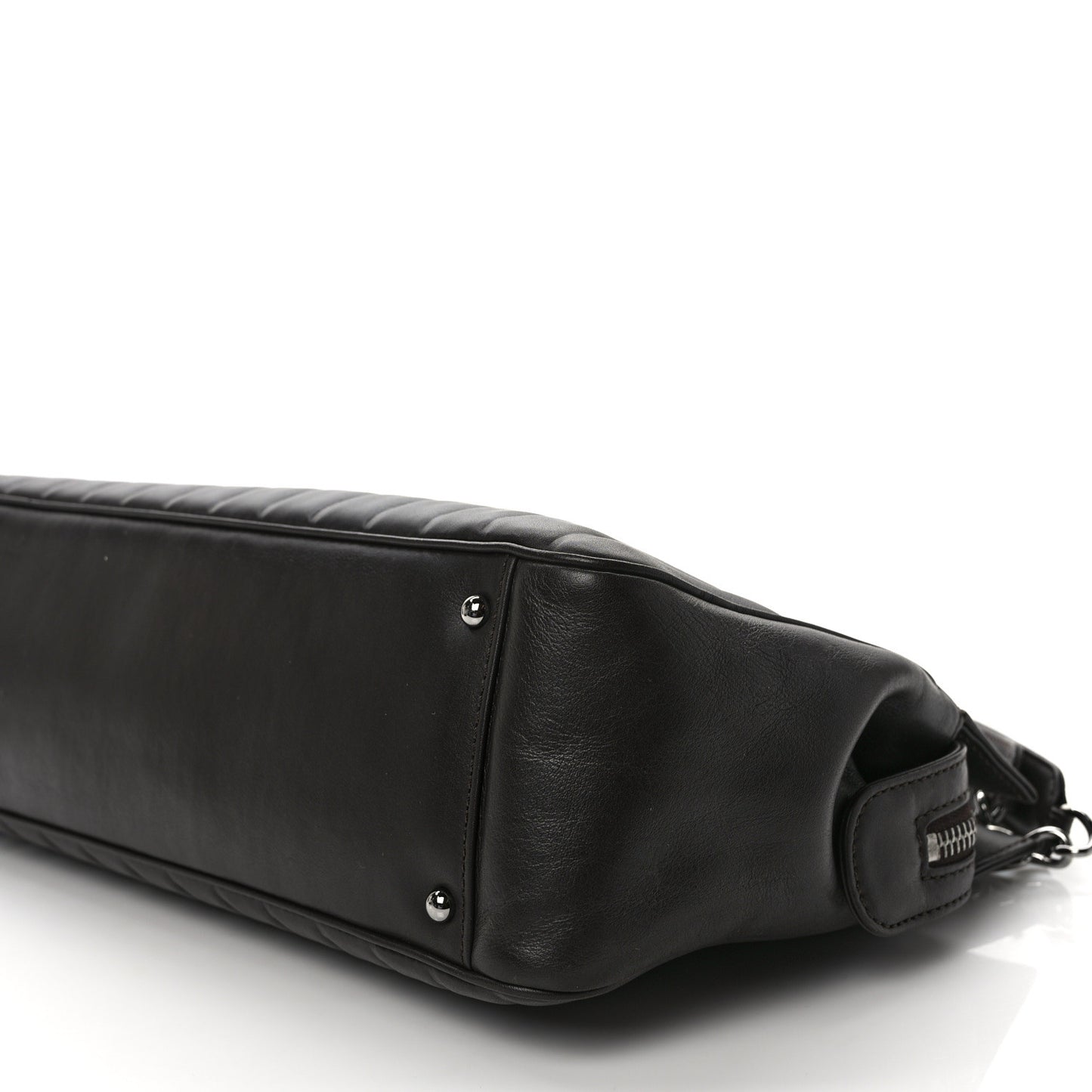 Calfskin Vertical Quilted Lax East West Shoulder Bag Dark Brown