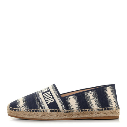 Christian Dior Cotton D-Stripes Embroidered Granville 15mm Espadrilles 35.5 Deep Blue 1 of 6