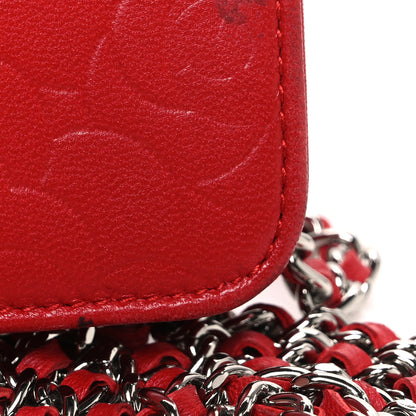 Chanel Lambskin Camellia Embossed Wallet on Chain WOC Red 12 of 12