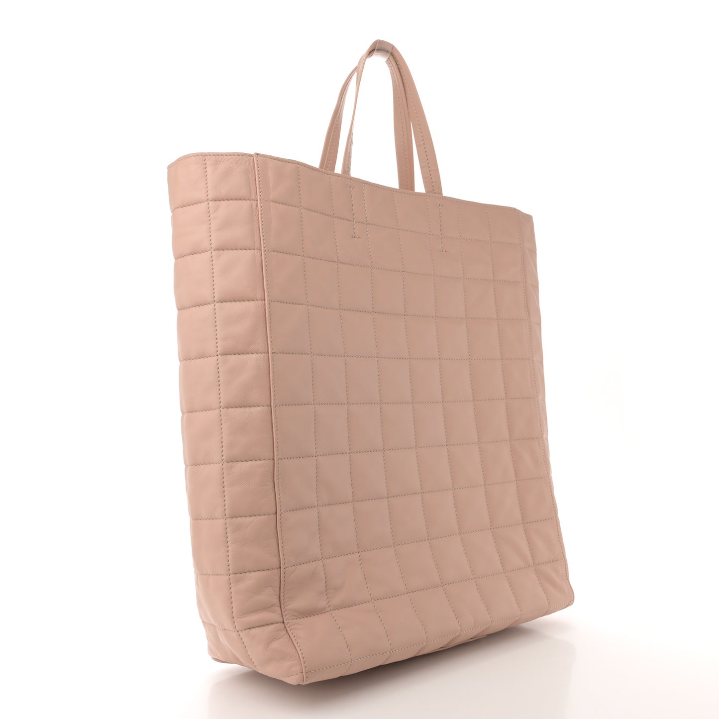 Calfskin Quilted Vertical Cabas Tote Beige