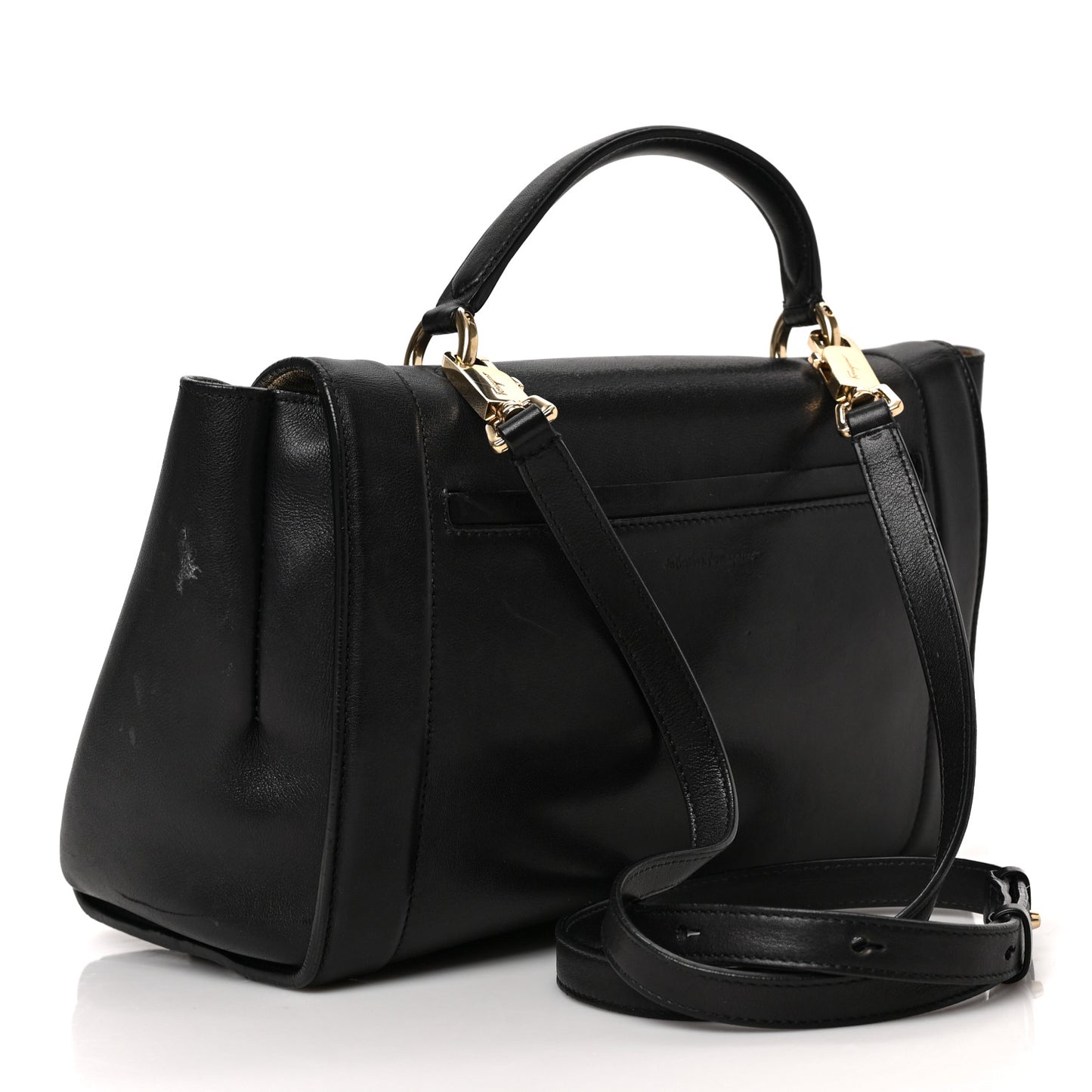 Calfskin Sofia Rainbow Top Handle Bag Black