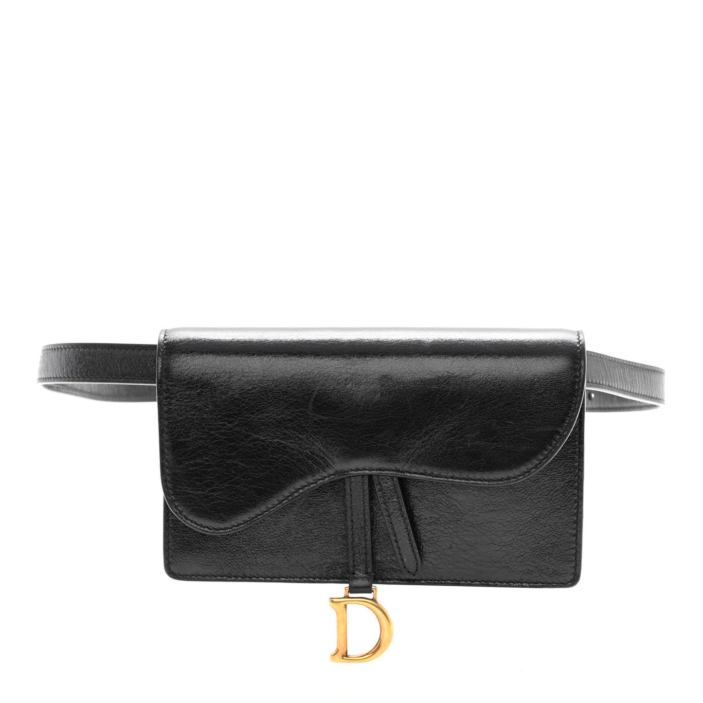 Crinkled Lambskin Saddle Belt Black