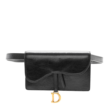 Christian Dior Crinkled Lambskin Saddle Belt Black 1 of 10