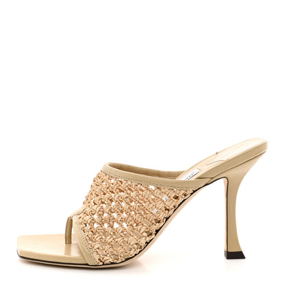 Jimmy Choo Woven Raffia Seher Sandals 36 Beige 1 of 10